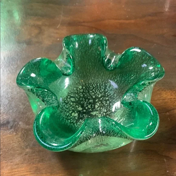 Murano Vintage Green Art Deco Dish - Picture 2 of 3